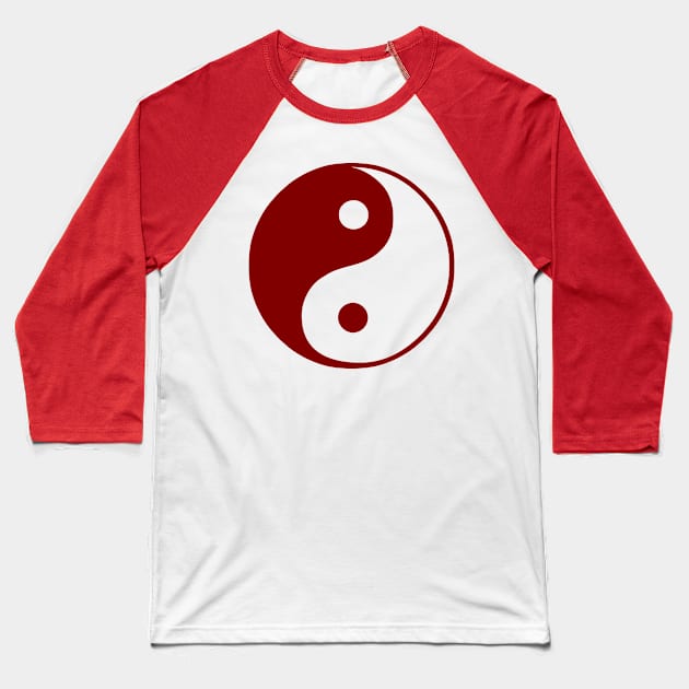 Red yin yang design Baseball T-Shirt by Made the Cut